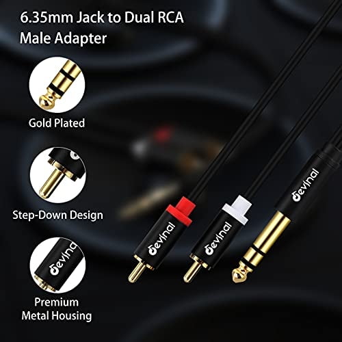 TRS de 1/4 de pulgada devinal al cable divisor RCA Y, cable de inserción de fono de 6.35 mm a 2 RCA, cable de ruptura de audio dual a un cuarto de pulgada 16.6 pies/ 5 metros