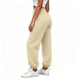 thumbnail image 5 of Winter Casual Jogger Sweatpants for Women Elastic Waist Loose Fit Ribbed Cuffed Ankle Athletic Workout Lounge Fall Winter Everyday Pants with Pockets, 5 of 8