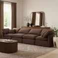 thumbnail image 2 of Meridian Furniture Indulge 129" Contemporary Velvet Modular Sofa in Brown, 2 of 9