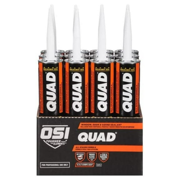 OSI Quad Window, Door and Siding Sealant Black 003, 10 fl oz, 1, Cartridge (12 Pack)