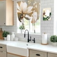 thumbnail image 6 of White Floral Tie Up Curtain 45 Inches Long, Magnolia Flowers Balloon Style Kitchen Window Curtain Over Sink, Small Window Rod Pocket Curtain 34"x45", 6 of 9