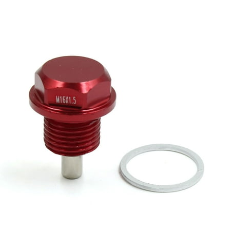 M16 x 1.5 Red Aluminum Alloy Magnetic Engine Oil Pan Drain Bolt Screw for