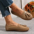 thumbnail image 4 of Rokment Womens Fringe Slip on Loafers Beach Travel Comfortable Walking Flat Dress Shoes Stylish Tassel Leather 2026 Spring Fall Casual Oxfords for Ladies Khaki Size 8, 4 of 8