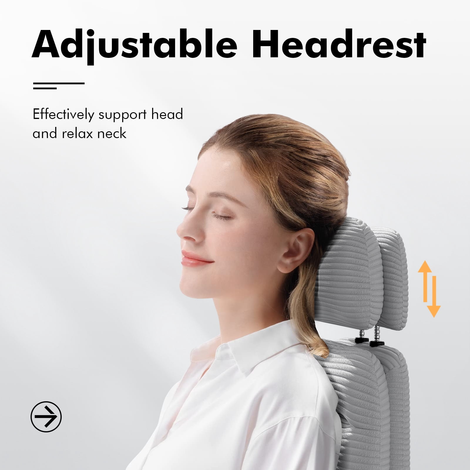 Ninecer Ergonomic Office Chair with Footrest, Big and Tall Computer Desk Chair for Adults, Adjustable Swivel Chair with Headrest Lumbar Support, Grey