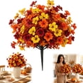 thumbnail image 2 of Faux Mums for Outdoor Planters, 2 Pcs Artificial Fall Flower Bush Picks, UV Resistant Harvest Faux Floral Stems, Autumn Seasonal Foliage Sprays, Thanksgiving Decorative Floral Arrangement, 2 of 5
