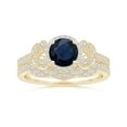 thumbnail image 4 of Angara Natural 1 Ct. Blue Sapphire with Diamond Halo Ring in 14K Yellow Gold for Women (Ring Size: 3.5), 4 of 10