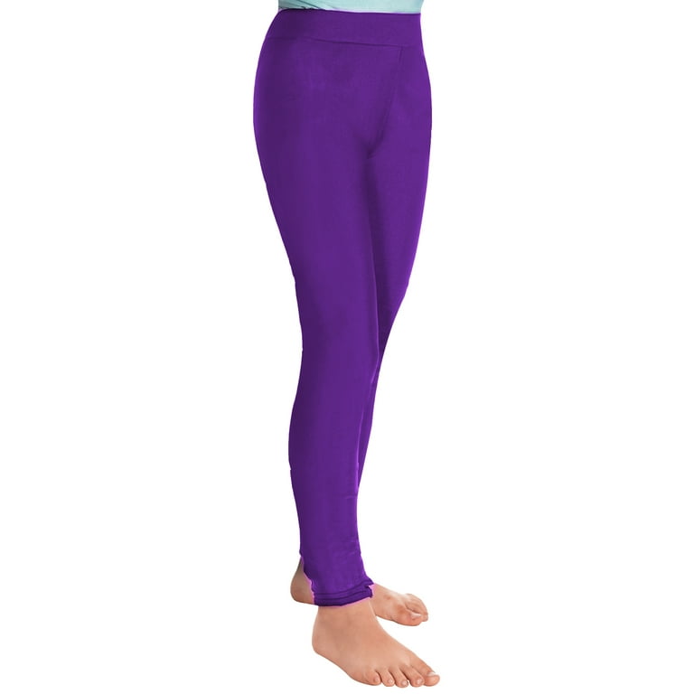 iiniim Girls Solid Color Athletic Leggings Yoga Workout Pants Kids Dance  Performance Dark Purple 6 