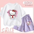 thumbnail image 1 of Traje de verano Hello Kitty para niñas, pantalones cortos de manga corta, de dos piezas, finos, transpirables, de talla mediana a grande, pantalones cortos de media manga para niños, 1 of 5