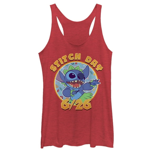 Women's Lilo & Stitch 626 Anniversary Day Racerback Tank Top Red Heather 2X Large