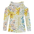 thumbnail image 4 of gakvbuo Clearance Items All 2022!Fall Clothes For Women 2022 Trendy Business Casual Plus Size Tops For WomenWomen Sexy T- Shirt Cold Shoulder Pullover Blouse V-Neck Long Sleeve Print Tops, 4 of 6