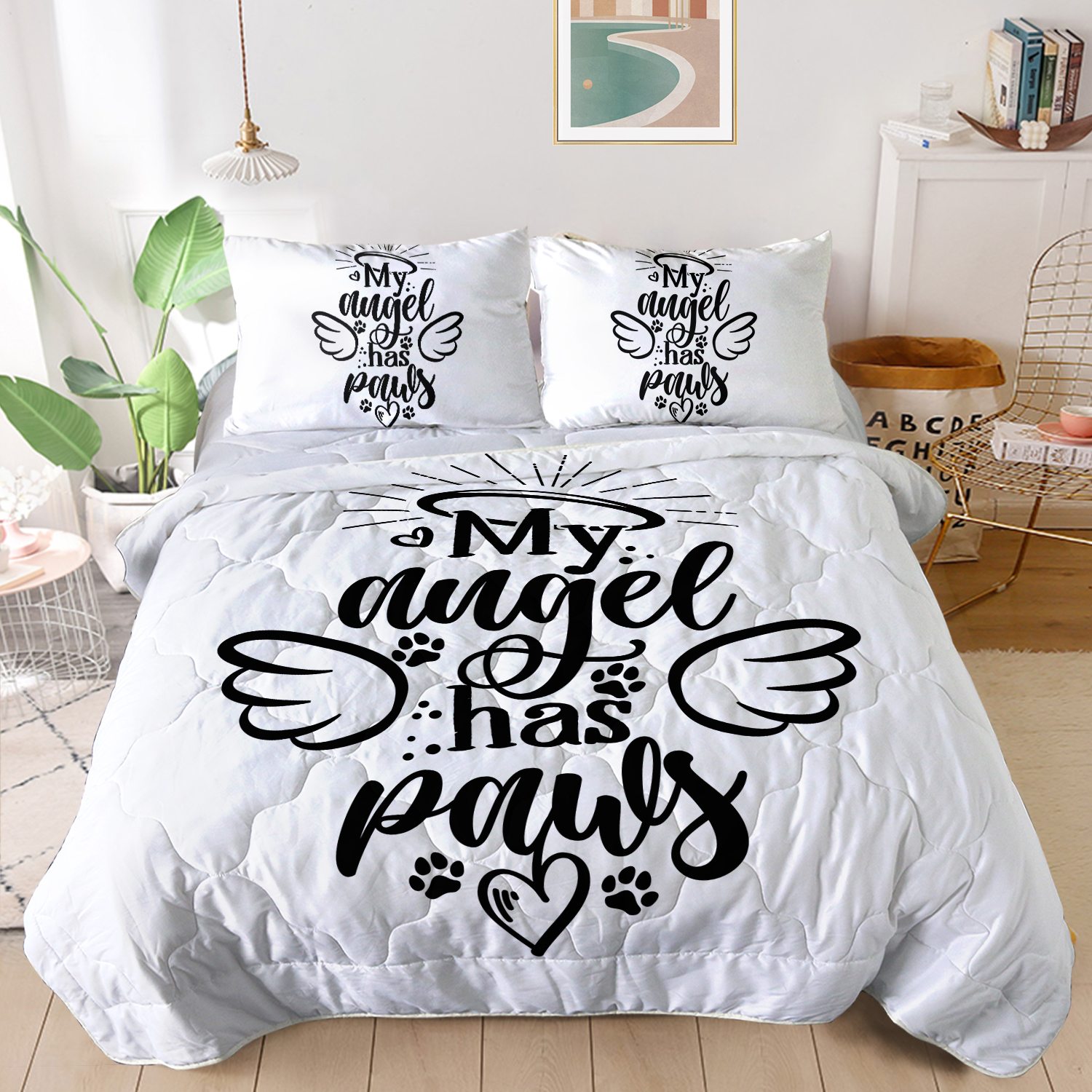 Arightex Angel Wings Comforter Set King, Fade Resistant Brushed