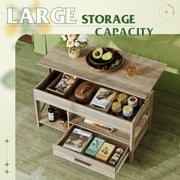 GALAXHERO Coffee Table, 39 Lift Top Coffee Table with Hidden Compartment, Storage Drawers and Storage Shelf for Living Room, Reception Room Greige