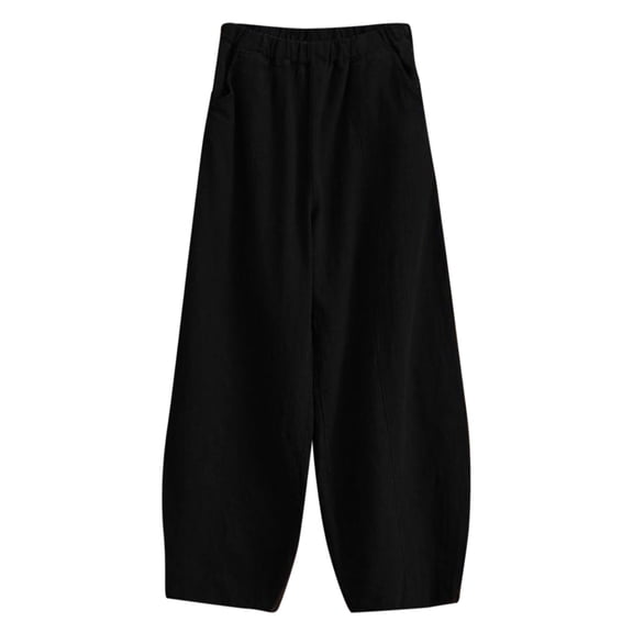 Sngxgn Pants for Women Elastic High Waist Drawstring Lounge Trousers Casual Loose Pants with Pockets(Black,XL)