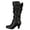 Black, variant on Mid Calf Boots for Women Slouch Faux Leather Buckle Side Zip Chunky Heel Riding Booties Fall Winter