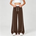 thumbnail image 2 of Trendy Teen Outfits School Girls Wide Leg Pants Casual Elastic High Waist Palazzo Pants Flowy Pleated Smocked Loose Straight Leg Trousers, 2 of 6