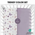 thumbnail image 4 of Little Grape Land Fitted Crib Sheets 2 Pack for Toddler Girls, 28"x 52" Extra Soft Microfiber Crib Sheet Set, Butterfly&Purple, 4 of 6
