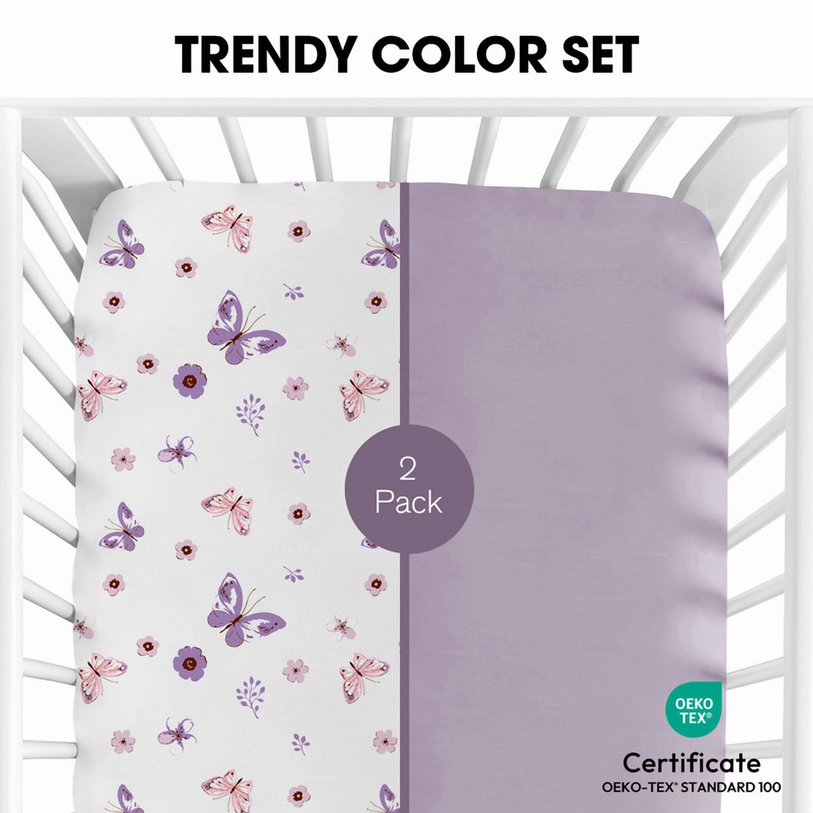 Little Grape Land Fitted Crib Sheets 2-Pack, Butterfly photo 4