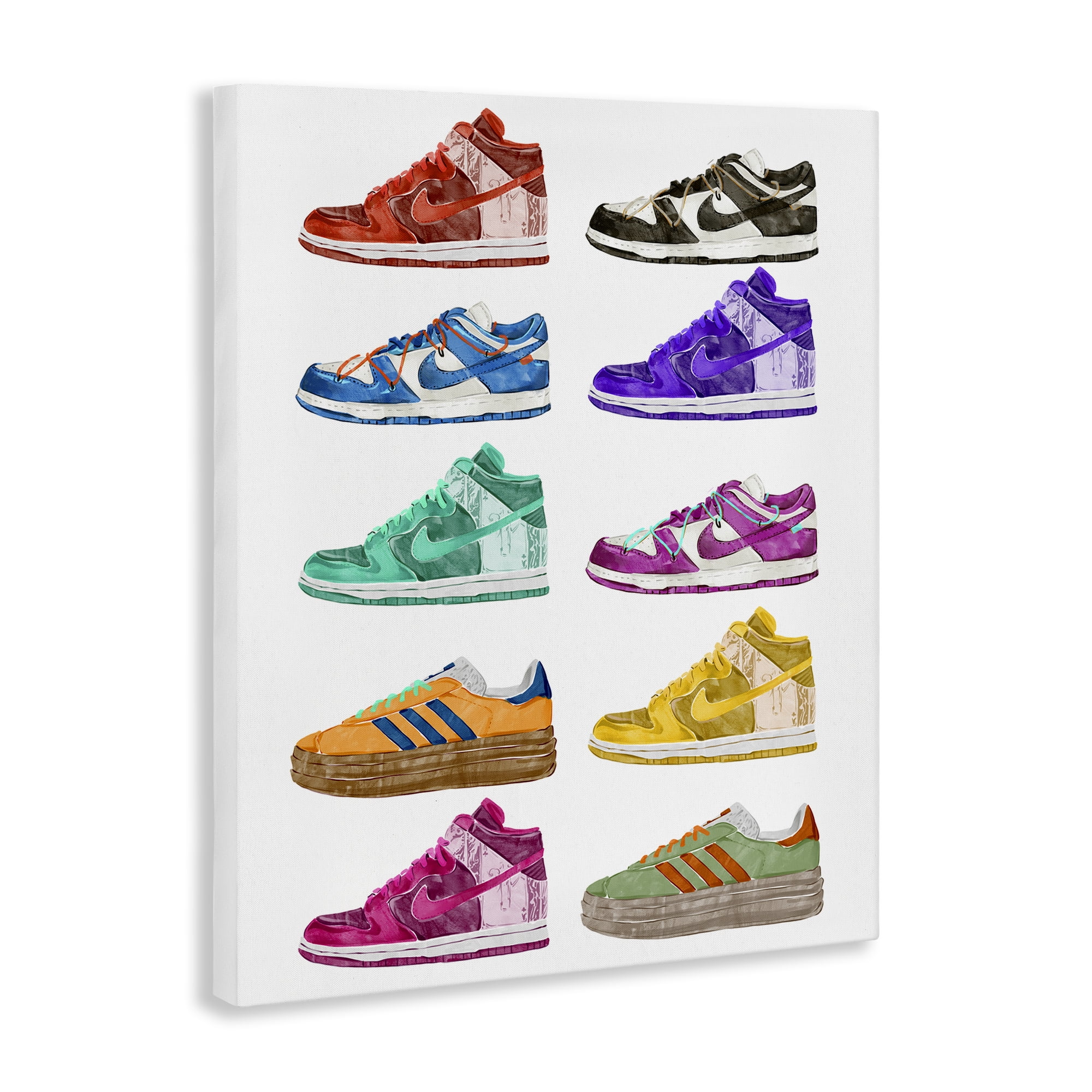 Stupell Industries Fashion Sneakers Assortment Fashion Painting Wrapped Canvas Art Print Wall Art, 30 x 40