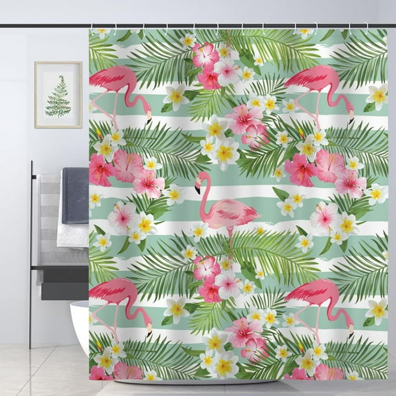JOOCAR Flamingo Decor Shower Curtain for Bathroom Decoration Fabric Shower Curtain set with 12 Hooks,72x72