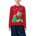 thumbnail image 2 of Family Matching Ugly Christmas Sweater Reindeer Snowflake Print Long Sleeve Crew Neck Knit Holiday Jumper Tops Outfit, 2 of 6