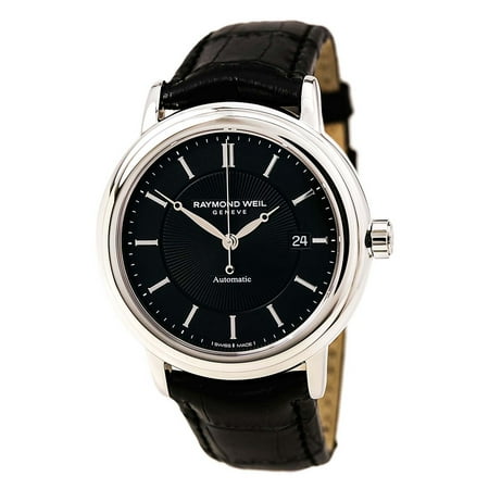 Raymond Weil 2847-STC-20001 Men's Maestro Black Dial Black Leather Strap Swiss Automatic Watch