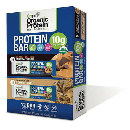 Orgain Organic Protein Bar, Variety Pack, 10g Protein, 12 Ct