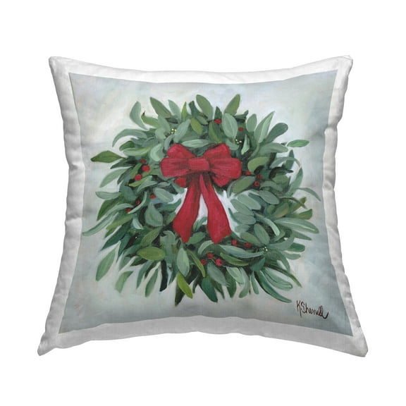 Stupell Industries Traditional Holiday Wreath Decorative Printed Throw Pillow Design by Kate Sherrill