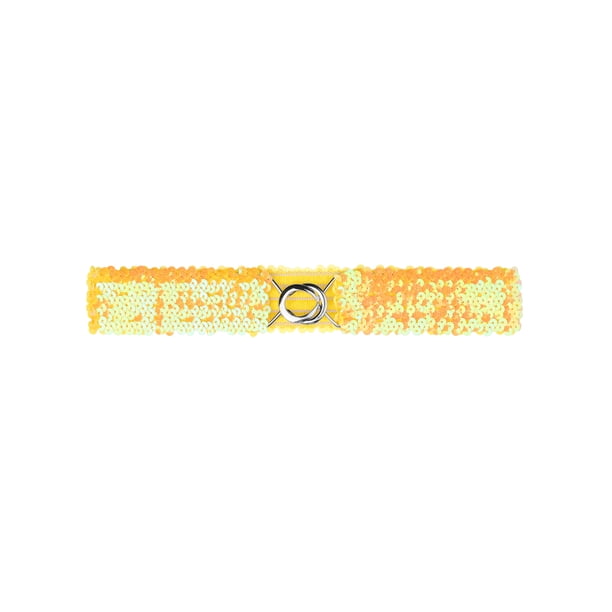 CINTURONES ELÁSTICOS PARA MUJERES TALLA PLUS INSPIRADOS EN CHIC, CINTURONES AJUSTADOS Y ELÁSTICOS CON DECORACIÓN DE LENTEJUELAS BRILLANTES PARA VESTIDOS 64cm/25.19" Amarillo