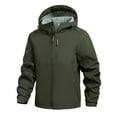 thumbnail image 3 of Mens Jacket Coat Hooded Zipper Solid Color Drawstring With Pockets Flannel Jacket for Men,Green,XL, 3 of 5