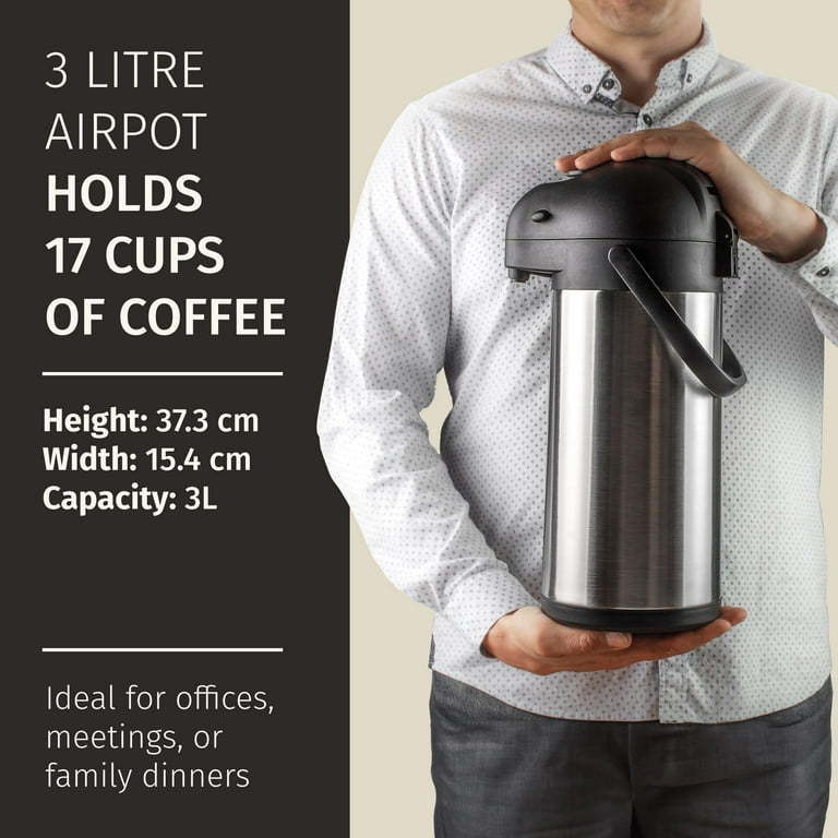Cresimo, Stainless Steel Thermal Airpot, 3 Liter, Silver - Walmart.com