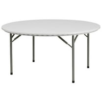 Bowery Hill 60" Round Plastic Folding Table in Granite White