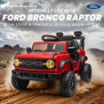 thumbnail image 3 of Ford Bronco Raptor Powered Ride on Truck, 12V Powered Kids Ride on Toy Cars with Remote Control, Bluetooth, LED, MP3, Safety Belt, 4 Wheelers, Electric Car for Kids Girls 3-5 Gift, Red, 3 of 9
