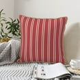 thumbnail image 6 of Kll Stripes Red White Decorative Throw Pillow Covers Velvet Soft For Couch Sofa Bedroom Living Room Outdoor -18"X18", 6 of 8
