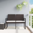 thumbnail image 1 of vidaXL 2-Seater Garden Bench with Cushions Brown PP Rattan, 1 of 4