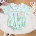thumbnail image 2 of HCNTES Baby Girl Easter Bodysuits Bunny Embroidered Loose Collar Onesie Toddler Baby Girls Romper, 2 of 8