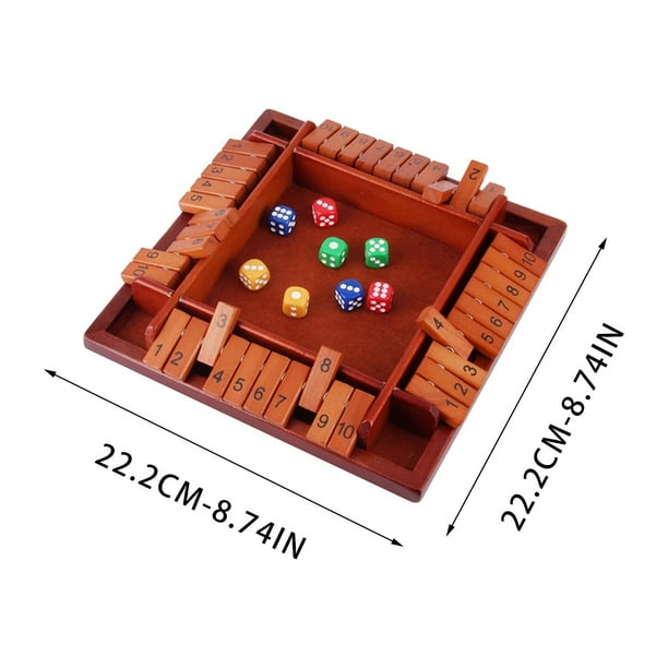 weibbin 2026 Four-Sided Flipping Card Game Toy with 8 Dice Shut the Box Family Math Game for Parties & Travel