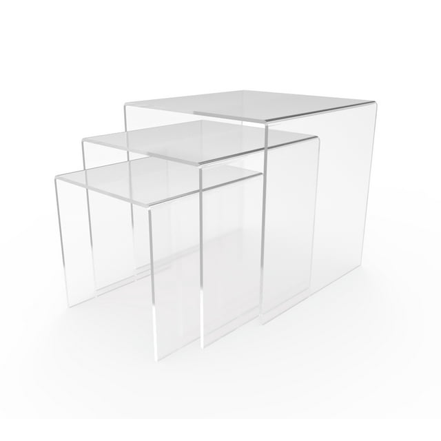 FixtureDisplays® Riser Combo 5", 6", 7" Clear Plexiglass Pedestal Lucite Acrylic Display Risers Jewelry Showcase Fixtures - 1/8" Thick 16905-567-CLEAR