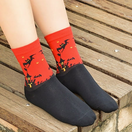 

purcolt Halloween Socks for Women Girls Bats Castle Printed Athletic Crew Socks Novelty Cute Comfortable Cotton Medium Tube Socks