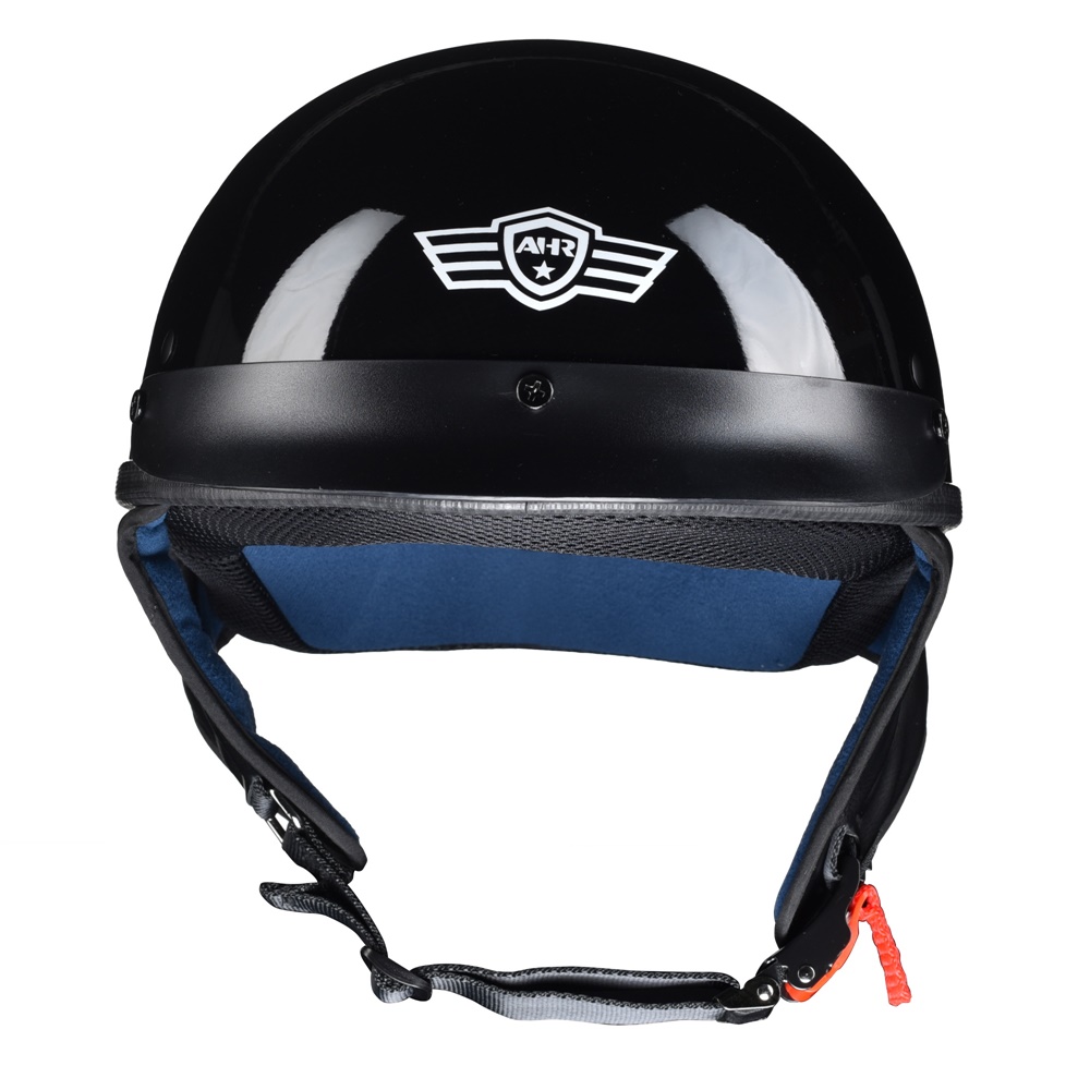 AHR RUN-C Motorcycle Half Face Helmet DOT Approved Bike Cruiser Chopper High Gloss Black S - image 2 of 9