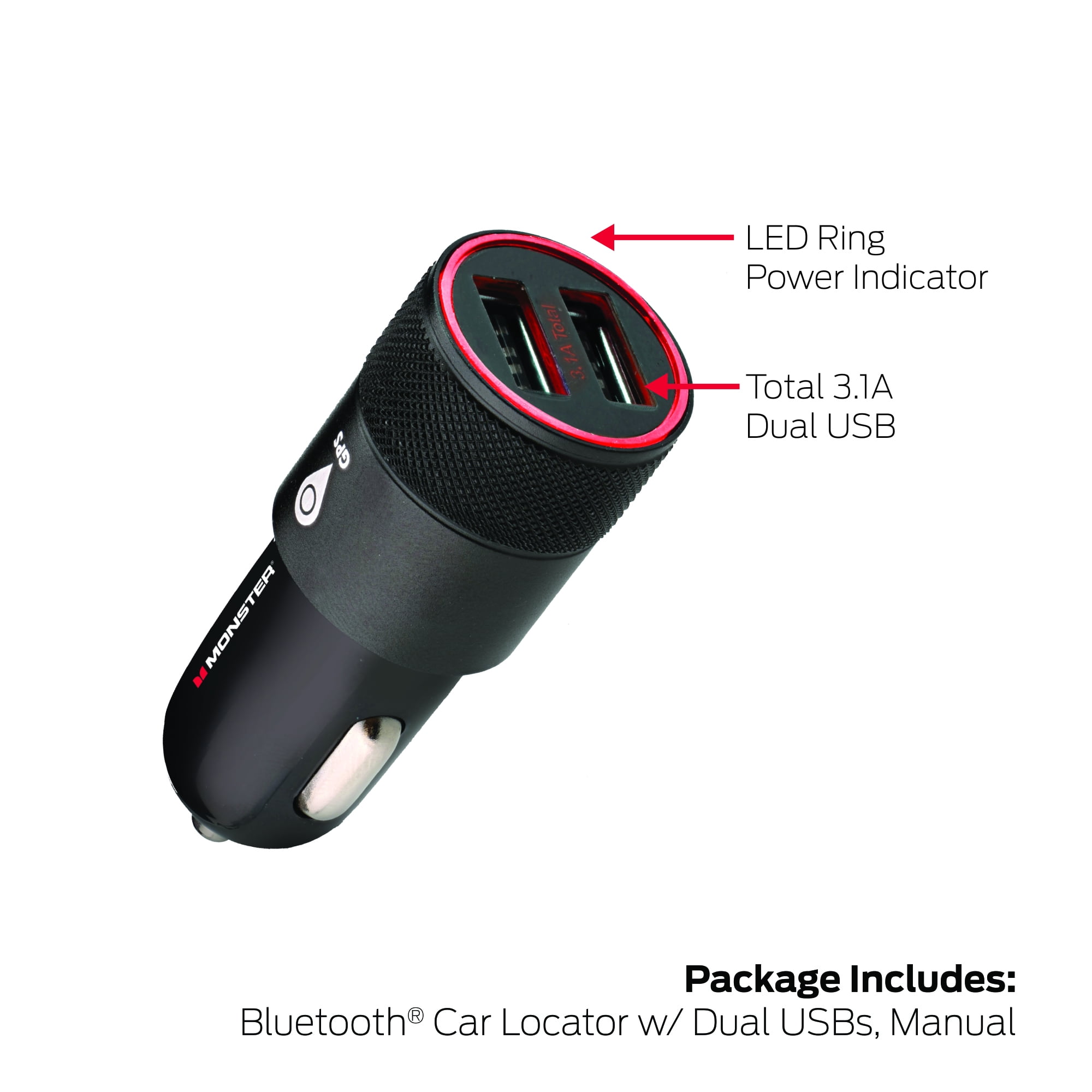 Monster Bluetooth FM Transmitter With 3.4 Amp Charging Ports, Fuctional Car Locator App, Simultaneous Charging