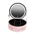 thumbnail image 2 of Bolsa de maquillaje LED inteligente con espejo, estuche redondo para cosméticos, luz portátil, espejo de tocador de gran capacidad, bolsa de almacenam Rosa, 2 of 8