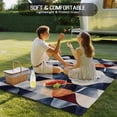 thumbnail image 4 of Navy Blue Burnt Orange Outdoor Rug 5x8 Ft - Reversible Patio Rug Outdoor Camping Rugs, Geometric Retro Abstract Washable Indoor Outdoor Area Rugs, Non-Slip Outdoor Carpet Runner for Deck/Porch, 4 of 8