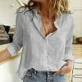 thumbnail image 1 of Hauts à Manches Longues pour Femmes Mode Automne Blouse Ample à Manches Longues Col en V Pull Décontracté, 1 of 8