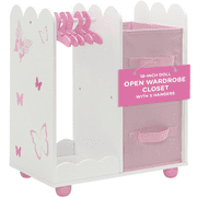 Emily Rose 18 inch Doll Clothes Storage Closet Open Wardrobe 18" Doll Furniture - Butterfly | Includes 5 Doll Clothes Hangers | Perfect for Storage of 18" Doll Clothes or Small Pet Clothes