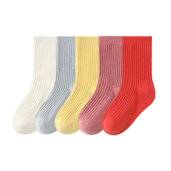 URMAGIC Toddler Boy Girl Cotton Cute Socks Low Cut Crew Ankle Solid color Socks 5 Pairs