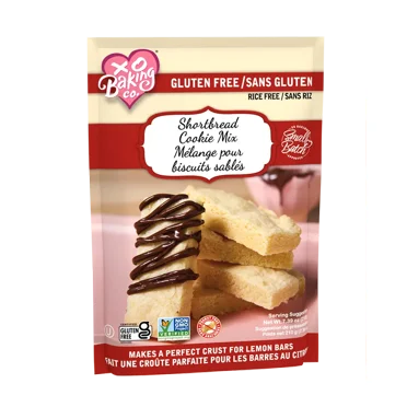 XO Baking Co. Gluten Free Small Batch Shortbread Cookie Mix; Non-GMO; Rice Free; Peanut Free; No Preservatives, Artificial Flavors or Colors, 7.39oz