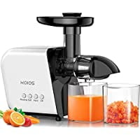 KOIOS Juicer, Slow Masticating Juicer Extractor with Reverse Function, Cold Press Juicer Machine with Quiet Motor, Juice Jug and Brush for High Nutrie (White-Black)