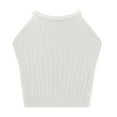 thumbnail image 5 of YYDGH Women's Knit Crop Top Ribbed Sleeveless Halter Neck Vest Tank Top White L, 5 of 6