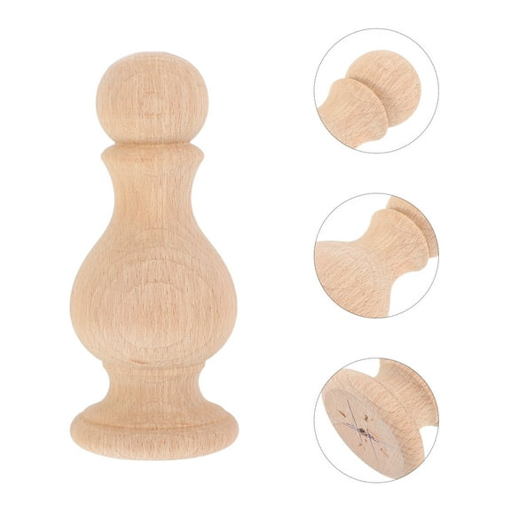 FRCOLOR Decorative Wood Finials For Bed Post Finials Curtain Rod Staircases Diy Craft Unfinished Wooden Finials For Indoor Use Home Decoration Beige