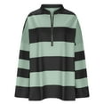 thumbnail image 4 of HVOBTTY Womens Long Sleeve Pullover T Shirt, Fall Tops for Women, Women's Plus Size Striped Color Block V Neck Half Zipper Athletic Loose Pullover Top Green, S, 4 of 4